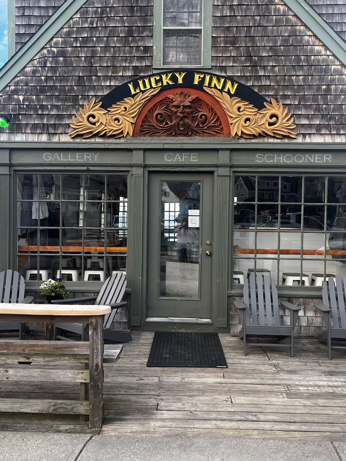 The Lucky Finn café storefront on Front Street in Scituate Harbor